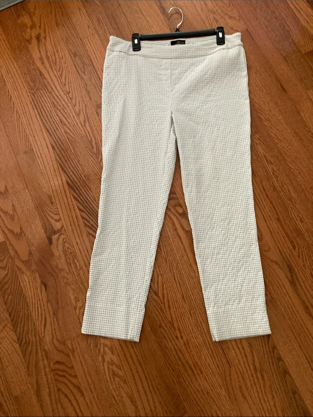 Renuar Off-White Waffle-Texture Straight Leg Pull-On Pants
